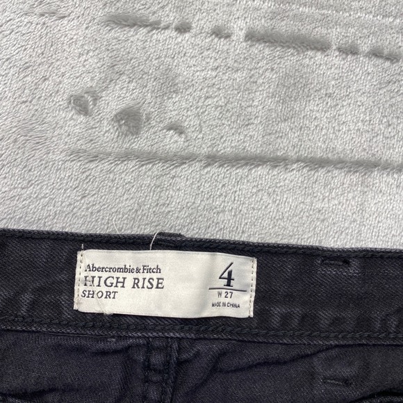 Abercrombie Fitch Black High Rise Distressed Denim Shorts Size 4 Fits 29" Grunge - Picture 6 of 9